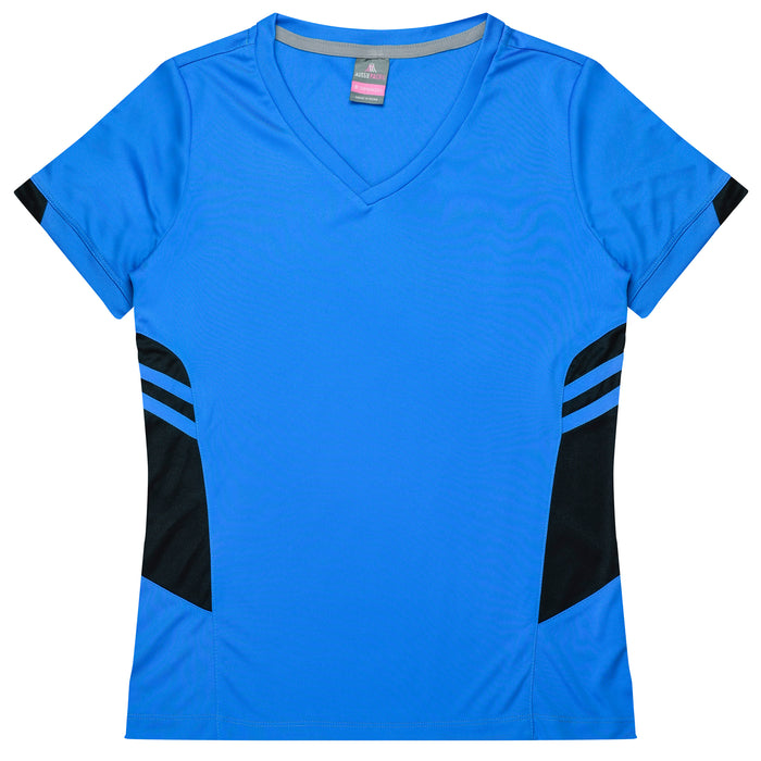 Aussie Pacific 2211 Tasman Women's T-shirt — CYAN/BLACK product view