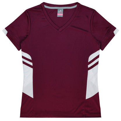 Aussie Pacific 2211 Tasman Women's T-shirt — MAROON/WHITE product view