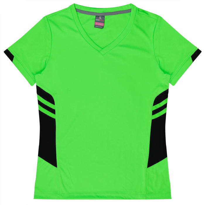 Aussie Pacific 2211 Tasman Women's T-shirt — NEON GREEN/BLACK product view
