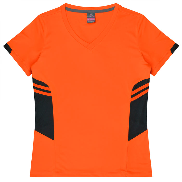 Aussie Pacific 2211 Tasman Women's T-shirt — NEON ORANGE/SLATE product view