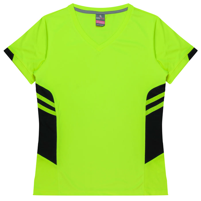 Aussie Pacific 2211 Tasman Women's T-shirt — NEON YELLOW/BLACK product view