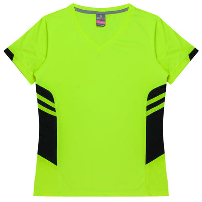 Aussie Pacific 2211 Tasman Women's T-shirt — NEON YELLOW/BLACK product view