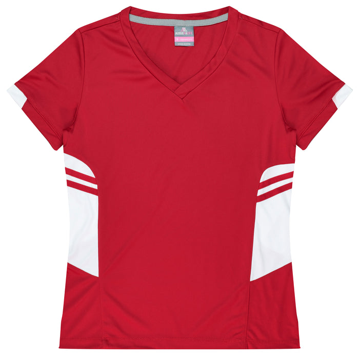 Aussie Pacific 2211 Tasman Women's T-shirt — RED/WHITE product view