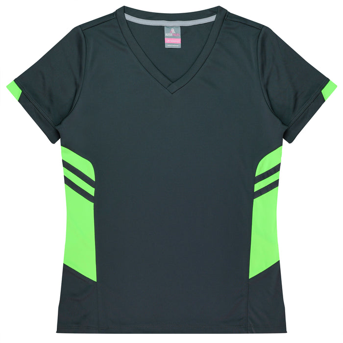 Aussie Pacific 2211 Tasman Women's T-shirt — SLATE/NEON GREEN product view