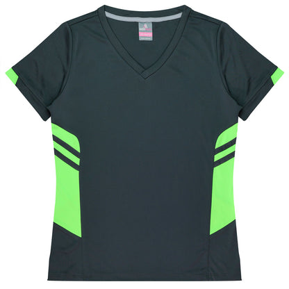 Aussie Pacific 2211 Tasman Women's T-shirt — SLATE/NEON GREEN product view