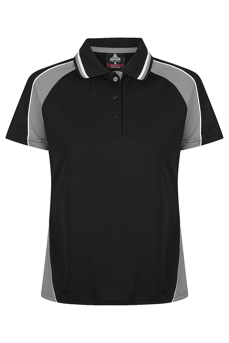 Aussie Pacific 2309 Panorama Women's Polo — BLACK/ASHE/WHITE product view