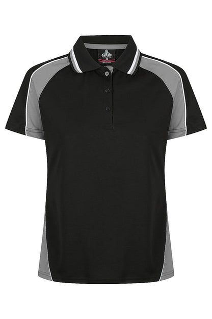 Aussie Pacific 2309 Panorama Women's Polo — BLACK/ASHE/WHITE product view