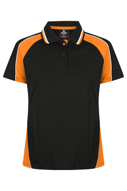 Aussie Pacific 2309 Panorama Women's Polo — BLACK/ELECTRIC ORANGE/WHITE product view