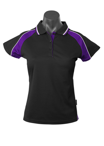 Aussie Pacific 2309 Panorama Women's Polo — BLACK/ELECTRIC PURPLE/WHITE product view