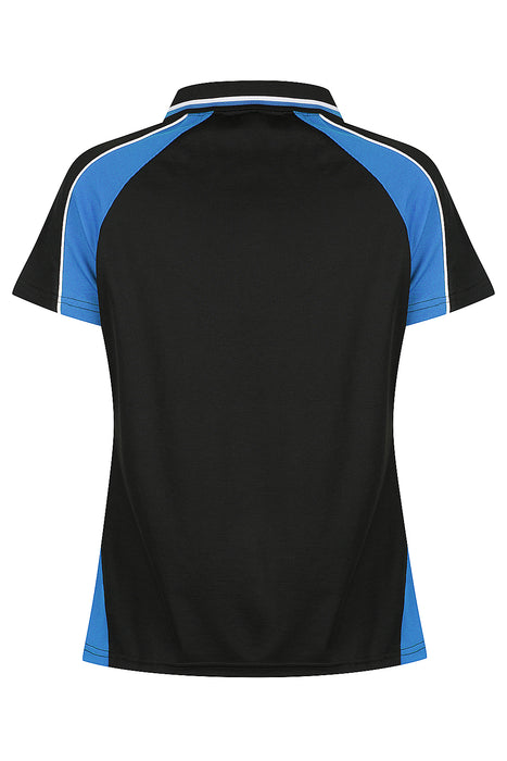 Aussie Pacific 2309 Panorama Women's Polo — BLACK/ELECTRIC ROYAL/WHITE product view