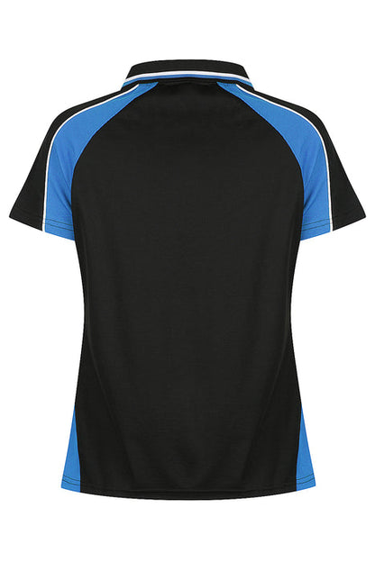 Aussie Pacific 2309 Panorama Women's Polo — BLACK/ELECTRIC ROYAL/WHITE product view