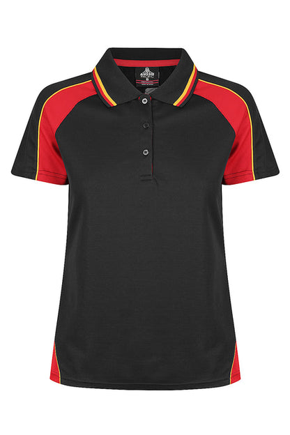 Aussie Pacific 2309 Panorama Women's Polo — BLACK/RED/GOLD product view