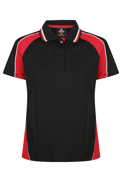 Aussie Pacific 2309 Panorama Women's Polo — BLACK/RED/WHITE product view