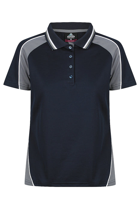 Aussie Pacific 2309 Panorama Women's Polo — NAVY/ASHE/WHITE product view