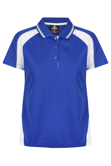 Aussie Pacific 2309 Panorama Women's Polo — ROYAL/WHITE/ASHE product view
