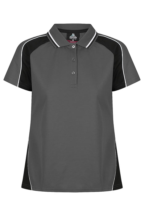 Aussie Pacific 2309 Panorama Women's Polo — SLATE/BLACK/WHITE product view