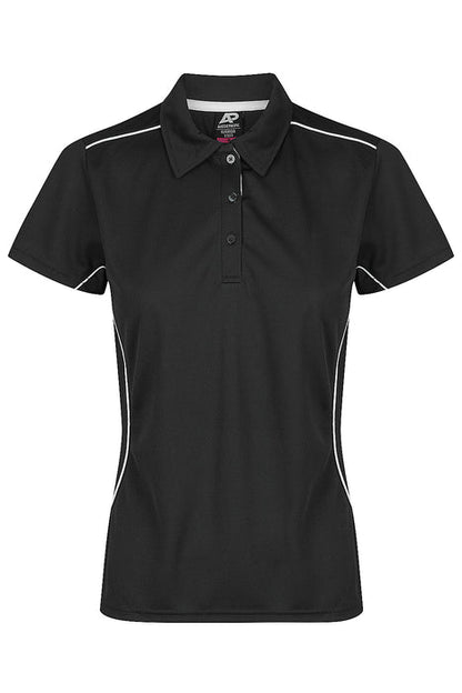 Aussie Pacific 2323 Kuranda Women's Polo — BLACK/WHITE product view