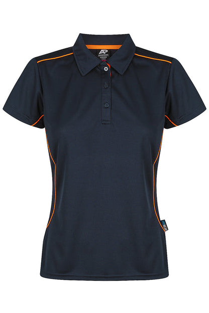 Aussie Pacific 2323 Kuranda Women's Polo — NAVY/FLURO ORANGE product view