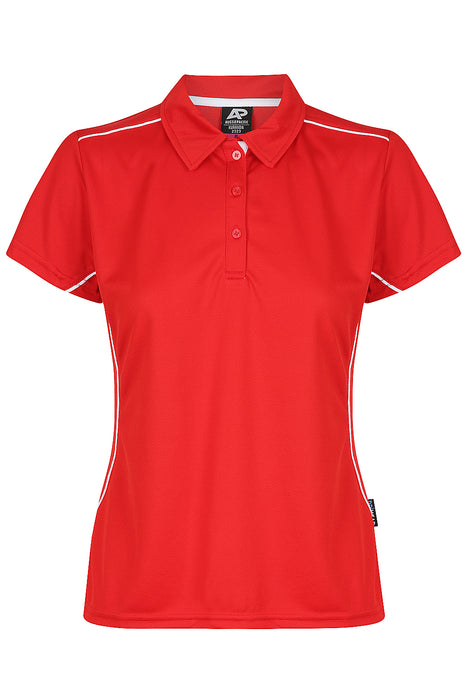 Aussie Pacific 2323 Kuranda Women's Polo — RED/WHITE product view