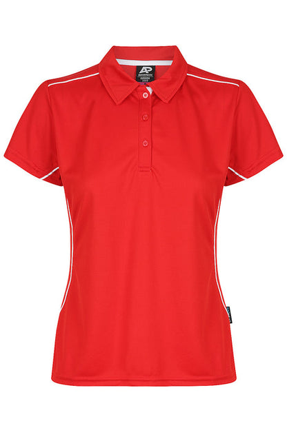 Aussie Pacific 2323 Kuranda Women's Polo — RED/WHITE product view