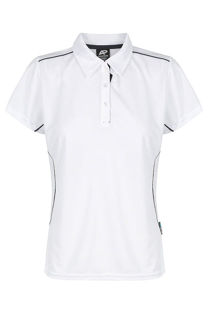 Aussie Pacific 2323 Kuranda Women's Polo — WHITE/NAVY product view