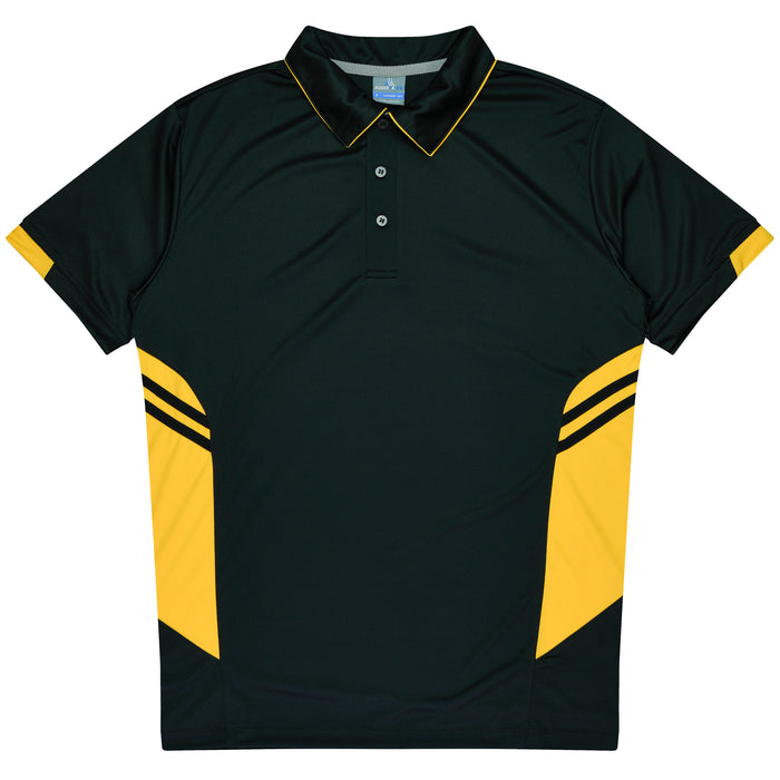 Aussie Pacific 3311 Tasman Kids' Polo — BLACK/GOLD product view
