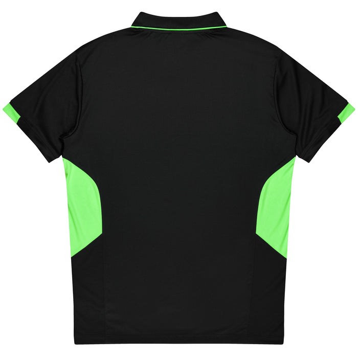 Aussie Pacific 3311 Tasman Kids' Polo — BLACK/NEON GREEN additional view