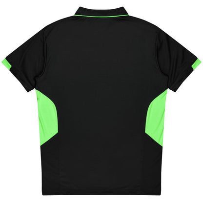 Aussie Pacific 3311 Tasman Kids' Polo — BLACK/NEON GREEN additional view