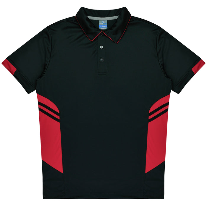 Aussie Pacific 3311 Tasman Kids' Polo — BLACK/RED product view