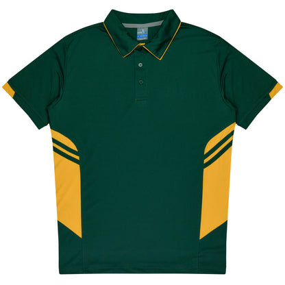 Aussie Pacific 3311 Tasman Kids' Polo — BOTTLE/GOLD product view