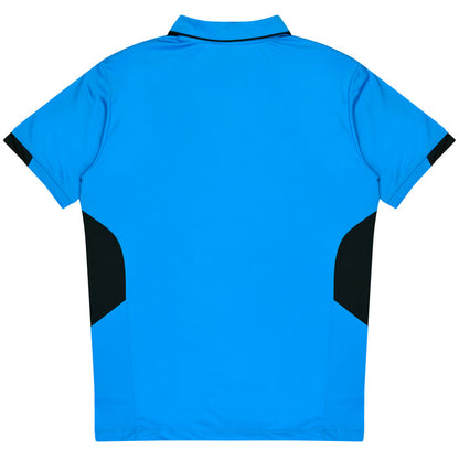 Aussie Pacific 3311 Tasman Kids' Polo — CYAN/BLACK additional view
