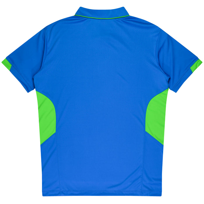 Aussie Pacific 3311 Tasman Kids' Polo — CYAN/NEON GREEN additional view