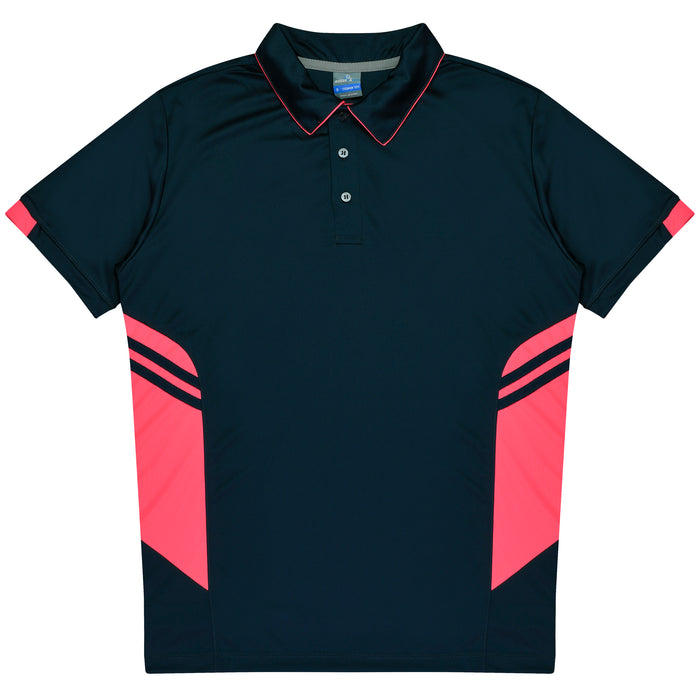 Aussie Pacific 3311 Tasman Kids' Polo — NAVY/NEON PINK product view