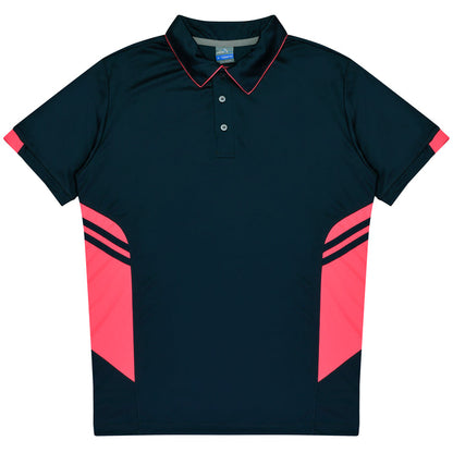 Aussie Pacific 3311 Tasman Kids' Polo — NAVY/NEON PINK product view