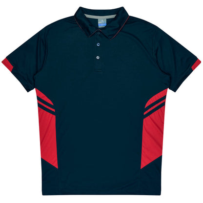 Aussie Pacific 3311 Tasman Kids' Polo — NAVY/RED product view