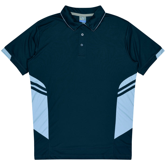 Aussie Pacific 3311 Tasman Kids' Polo — NAVY/SKY product view