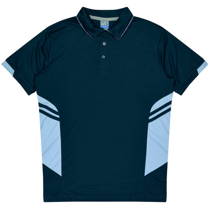 Aussie Pacific 3311 Tasman Kids' Polo — NAVY/SKY product view