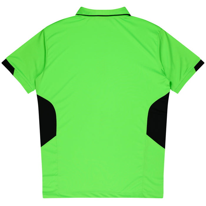 Aussie Pacific 3311 Tasman Kids' Polo — NEON GREEN/BLACK additional view