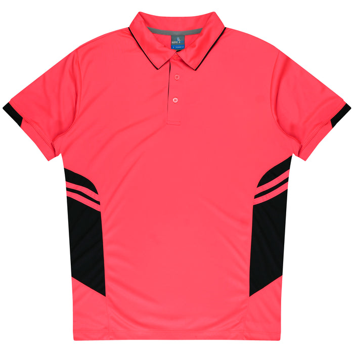Aussie Pacific 3311 Tasman Kids' Polo — NEON PINK/BLACK product view
