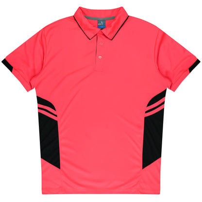 Aussie Pacific 3311 Tasman Kids' Polo — NEON PINK/BLACK product view