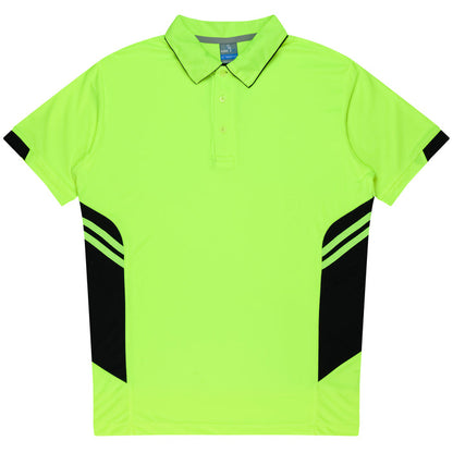 Aussie Pacific 3311 Tasman Kids' Polo — NEON YELLOW/BLACK product view