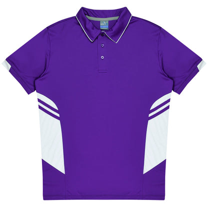 Aussie Pacific 3311 Tasman Kids' Polo — PURPLE/WHITE product view