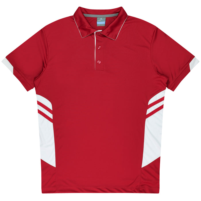 Aussie Pacific 3311 Tasman Kids' Polo — RED/WHITE product view