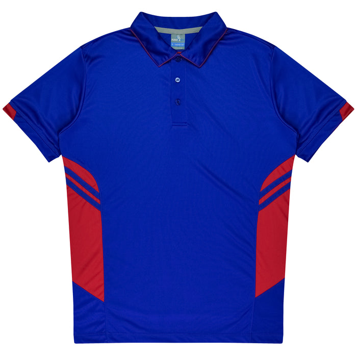 Aussie Pacific 3311 Tasman Kids' Polo — ROYAL/RED product view