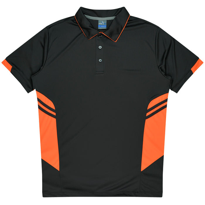Aussie Pacific 3311 Tasman Kids' Polo — SLATE/NEON ORANGE product view
