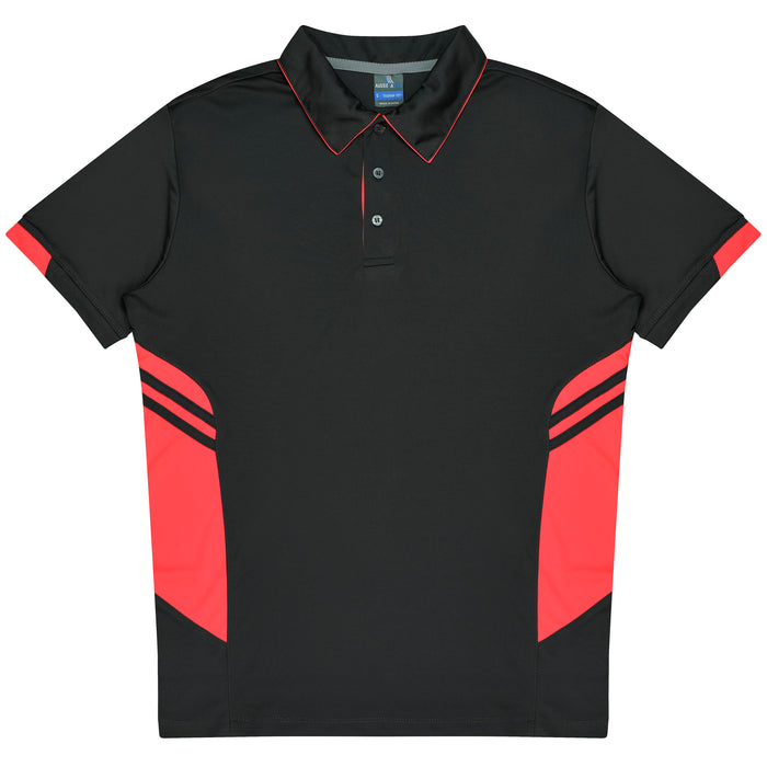 Aussie Pacific 3311 Tasman Kids' Polo — SLATE/NEON PINK product view