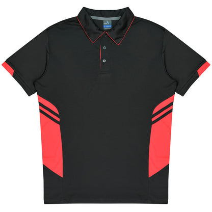Aussie Pacific 3311 Tasman Kids' Polo — SLATE/NEON PINK product view