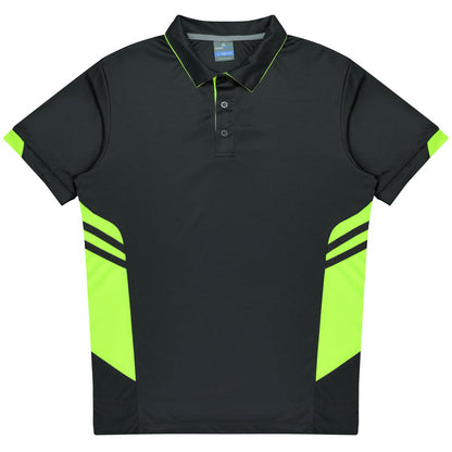 Aussie Pacific 3311 Tasman Kids' Polo — SLATE/NEON YELLOW product view