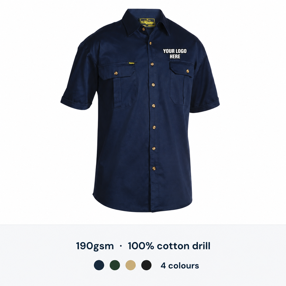 Bisley Original Cotton Drill Short Sleeve Shirt — Custom Logo