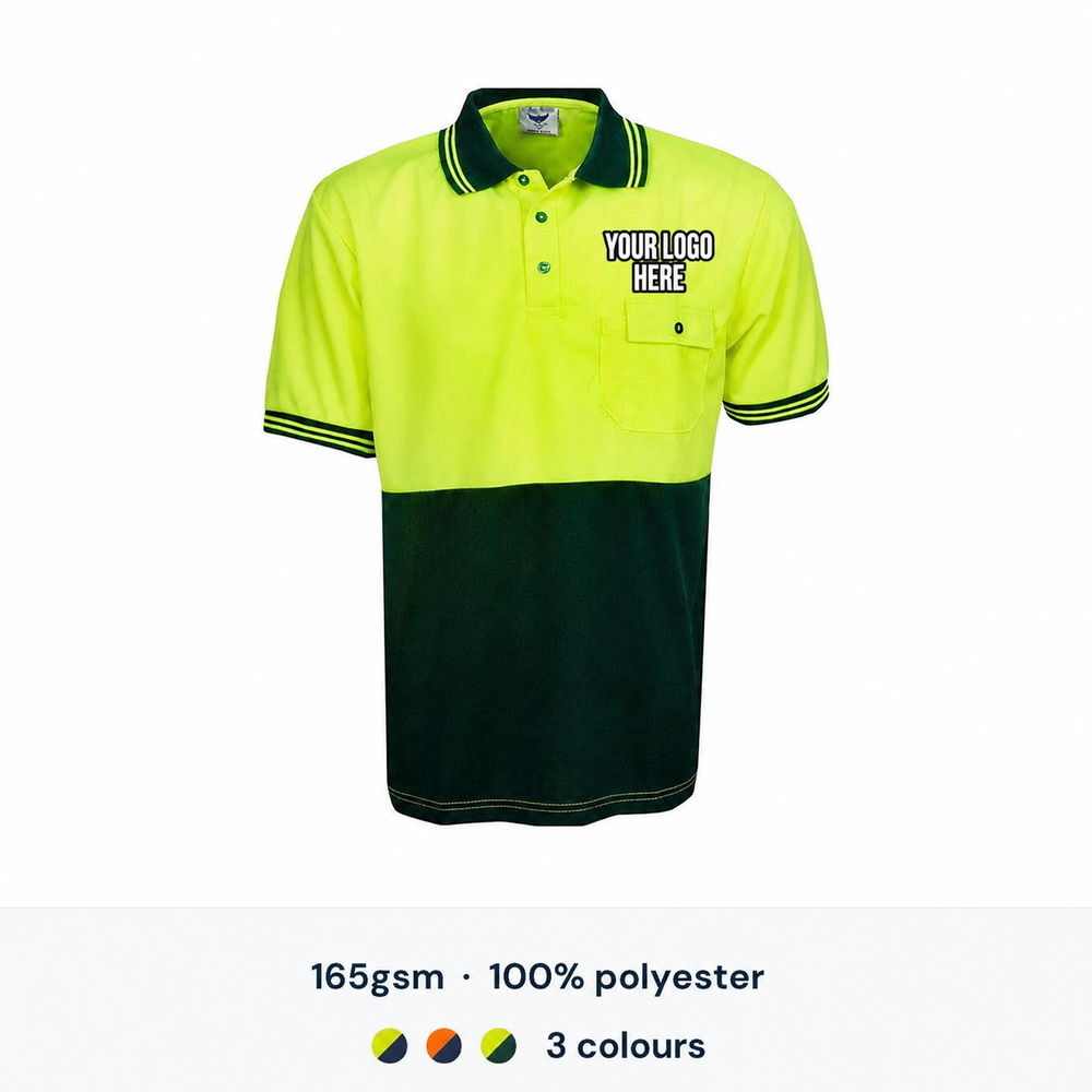 Blue Whale Hi Vis Cooldry Polo — Custom Logo
